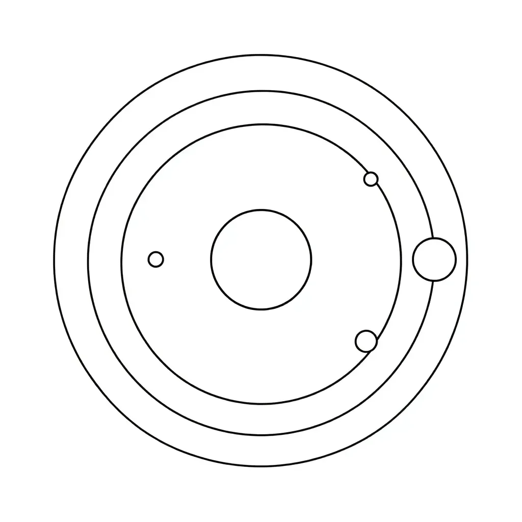 Solar system with planets orbiting the sun