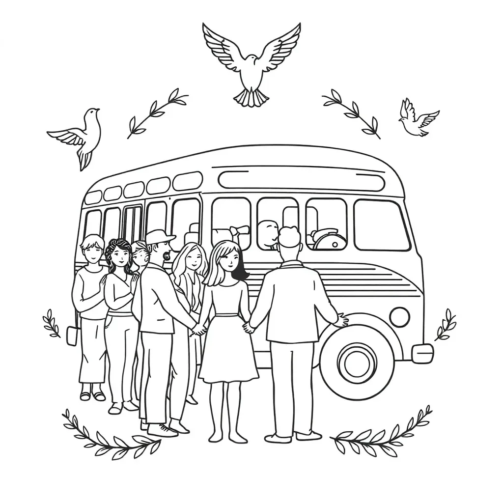 Historic bus and civil rights protesters