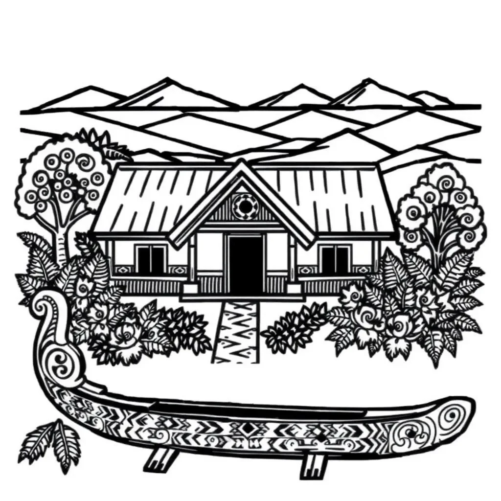 Traditional Māori storytelling illustration