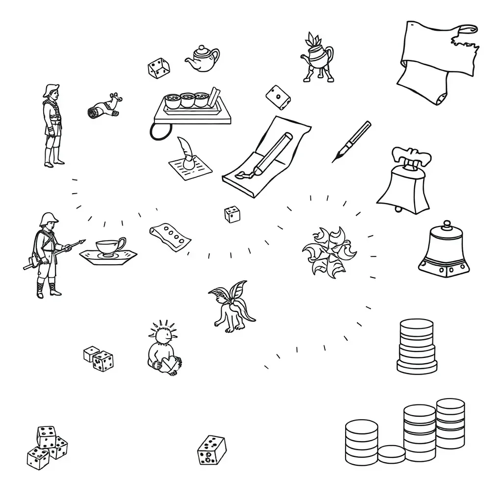 Revolutionary War themed board game illustration