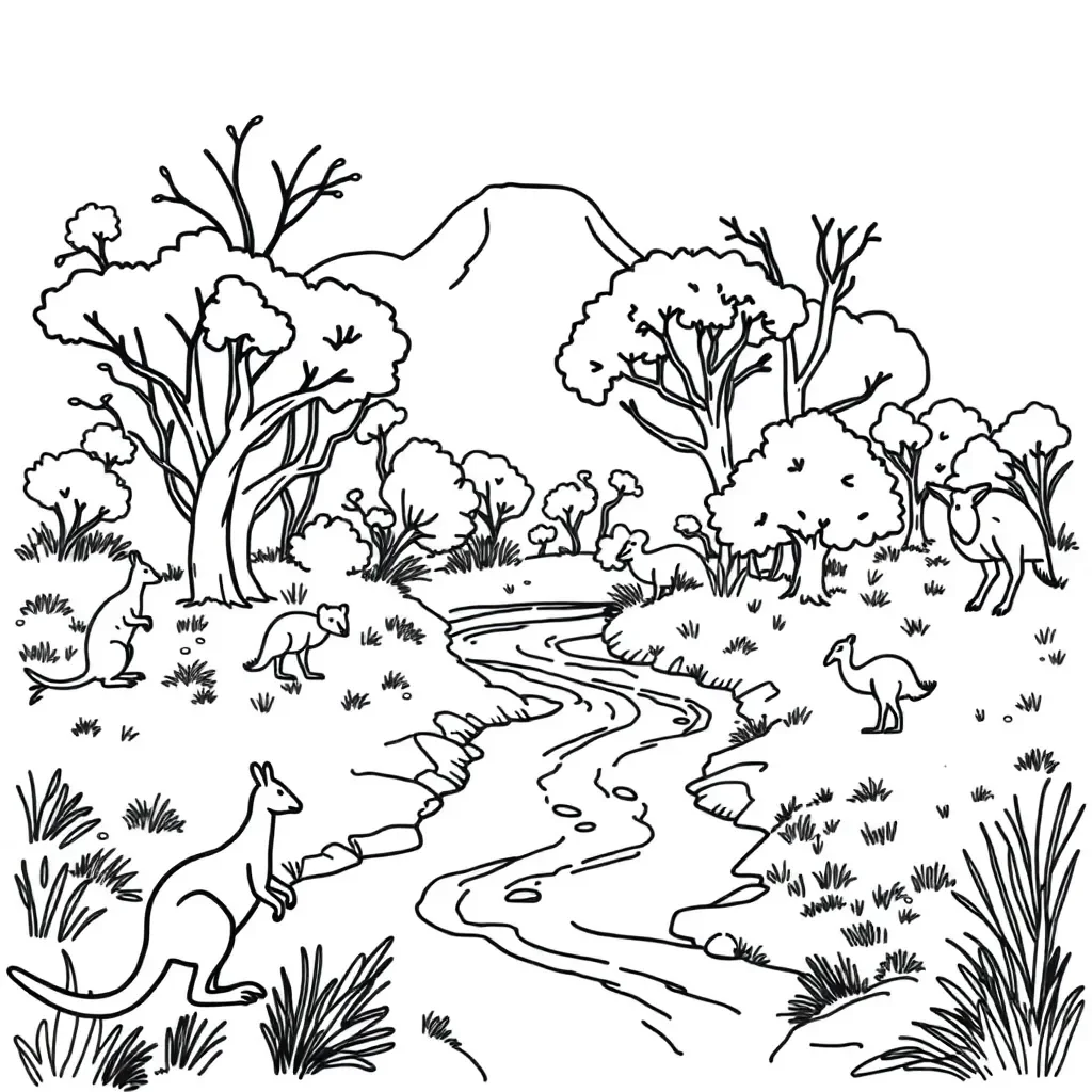 Australian ecosystem food web illustration