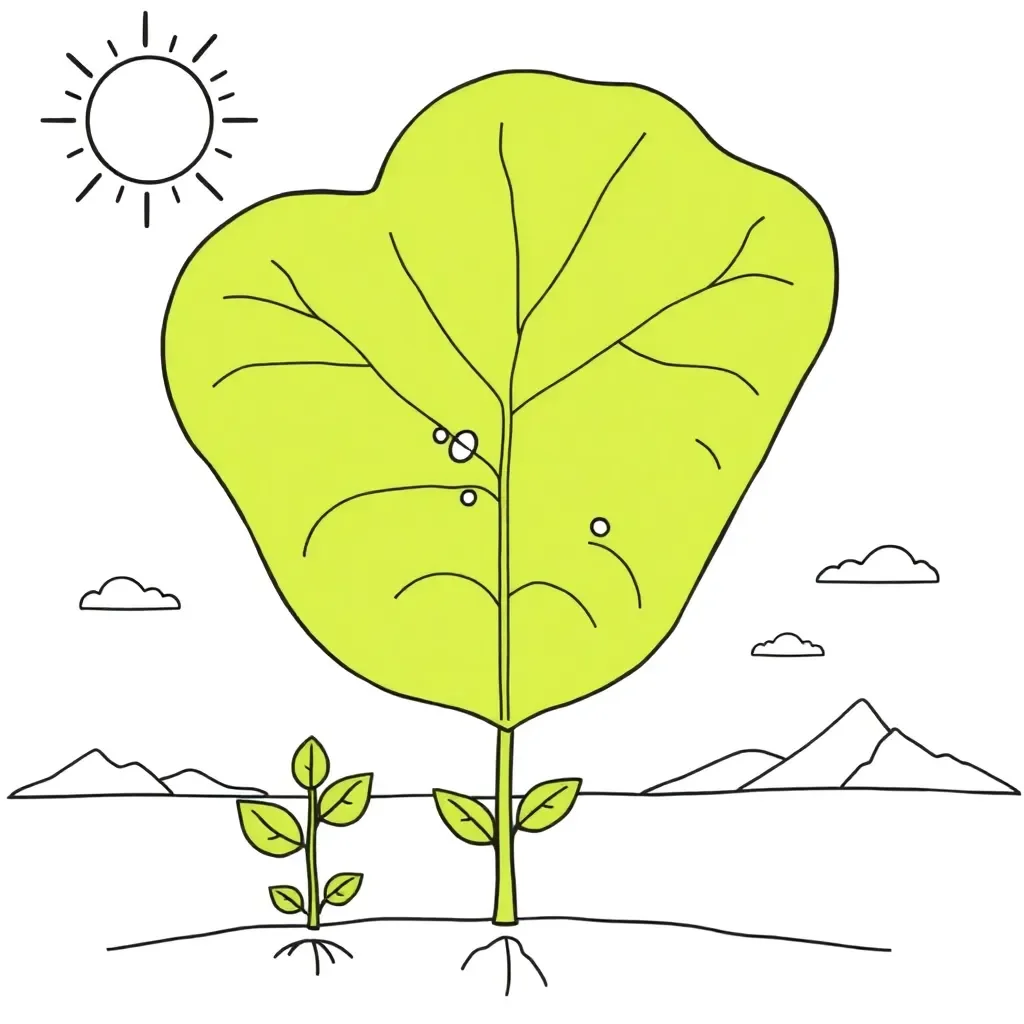 Green leaf with sunlight rays showing photosynthesis