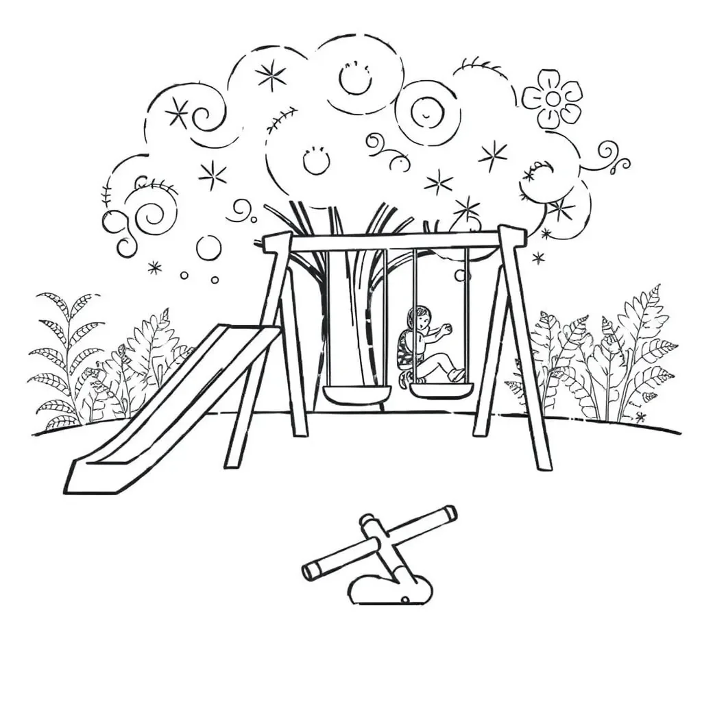 Children playing on playground equipment