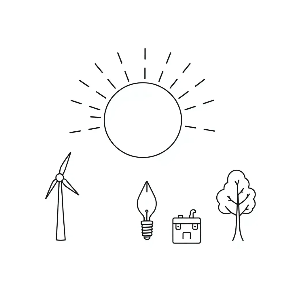 Happy sun with energy rays