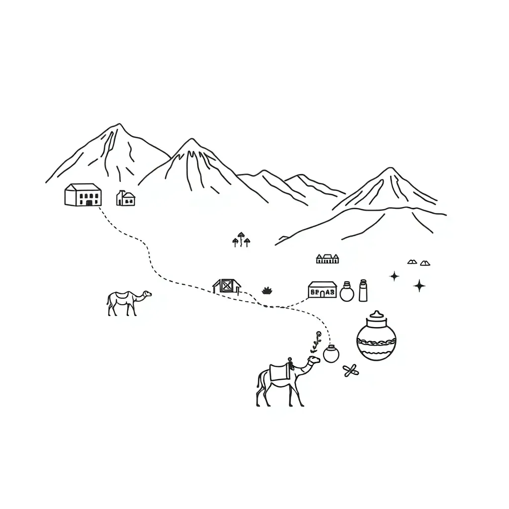 Silk Road caravan illustration