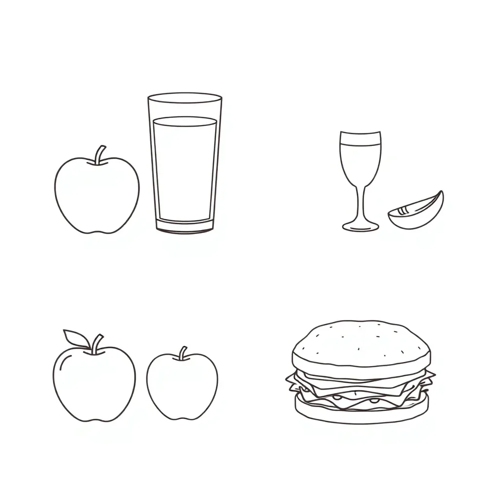 Colorful fruits and vegetables comparison