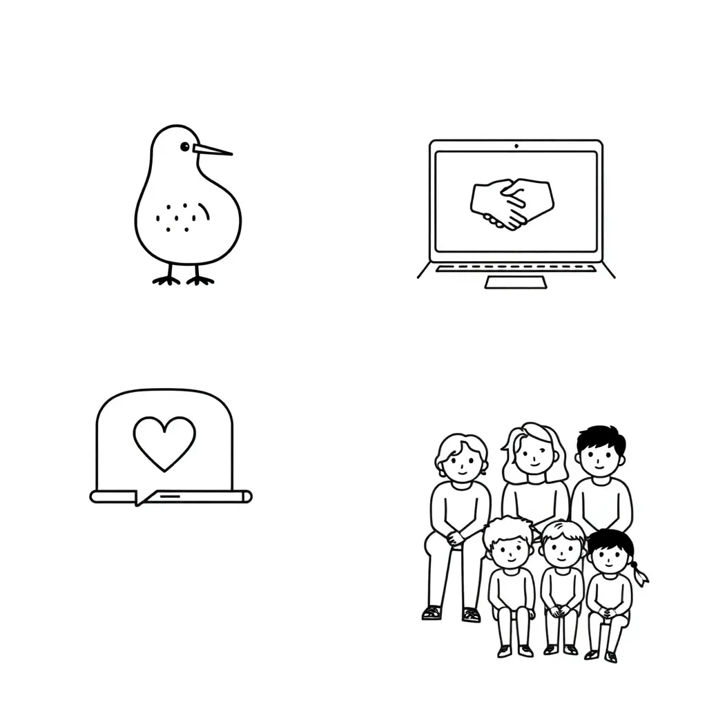 Digital safety illustration showing students using devices safely
