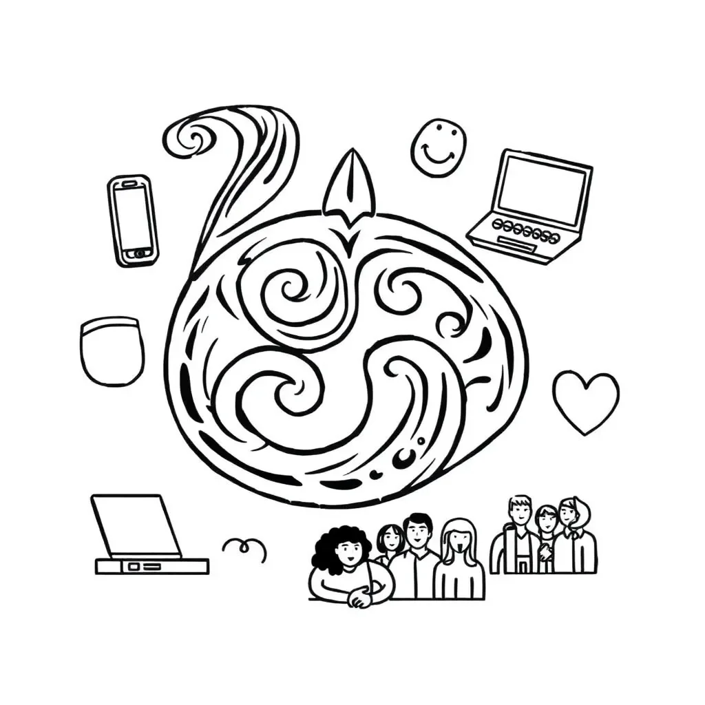 Digital safety illustration showing students using devices safely
