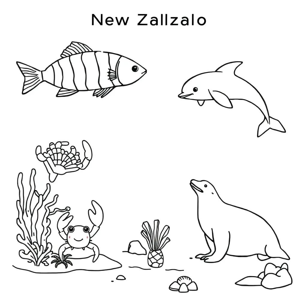 Colourful marine animals underwater scene