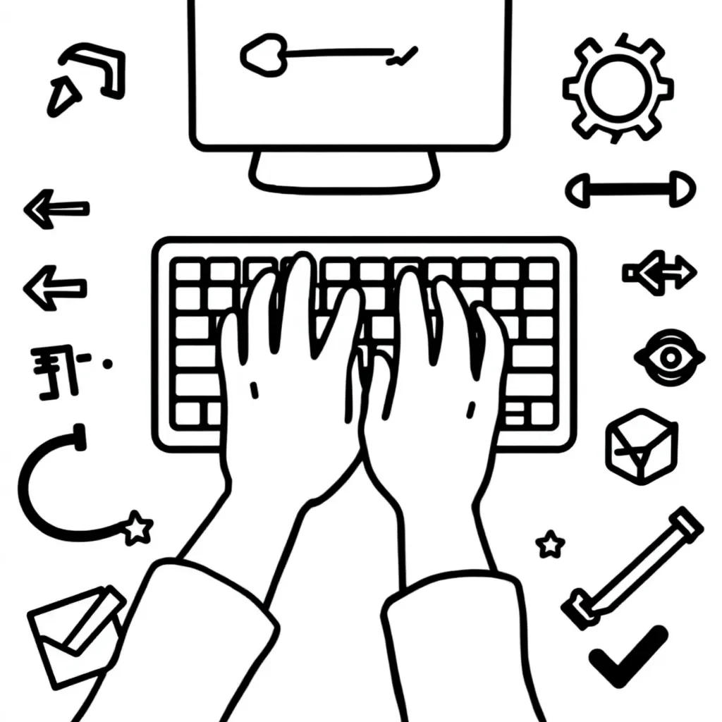 Student typing at computer with proper posture