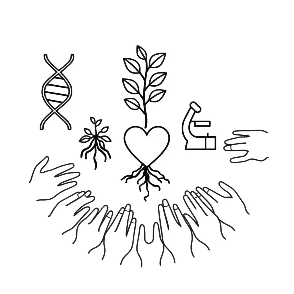 DNA double helix and embryo illustration