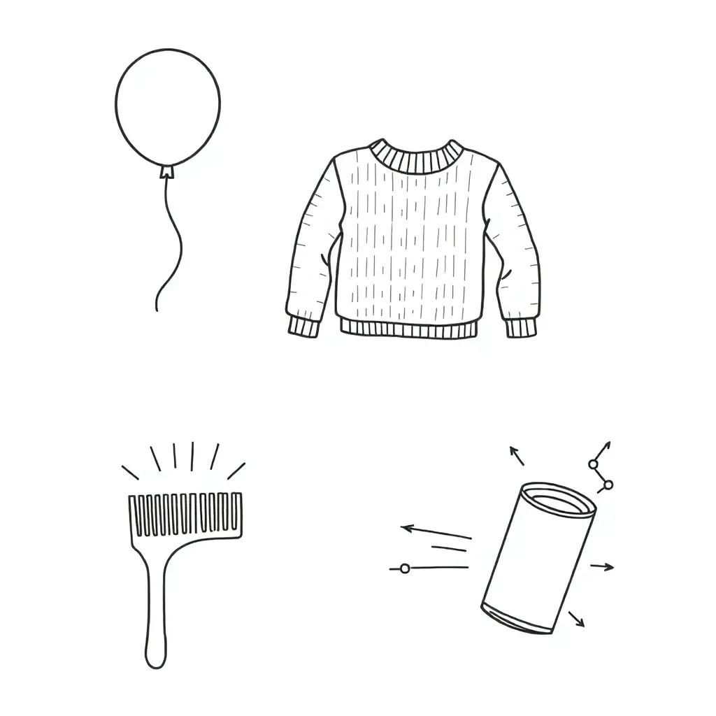 Static electricity with balloon and paper