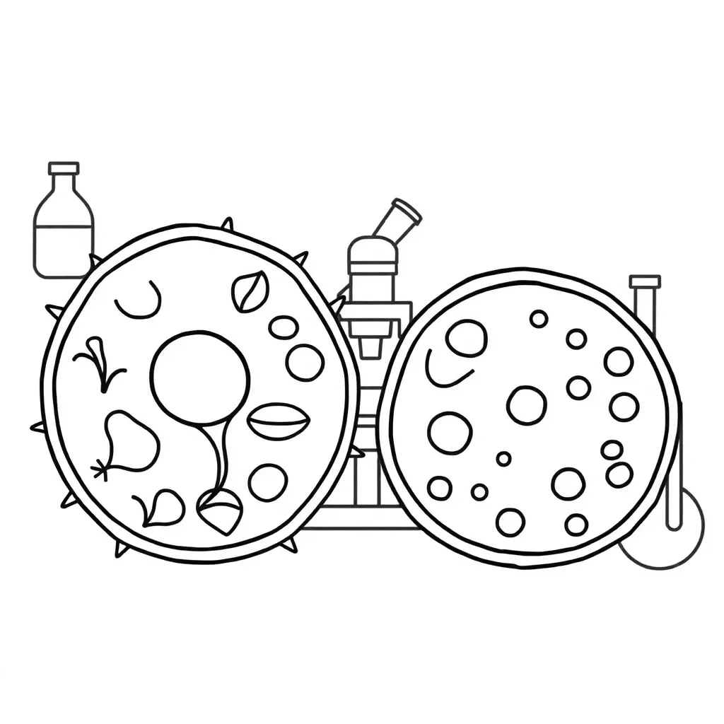 Microscope and cell diagram