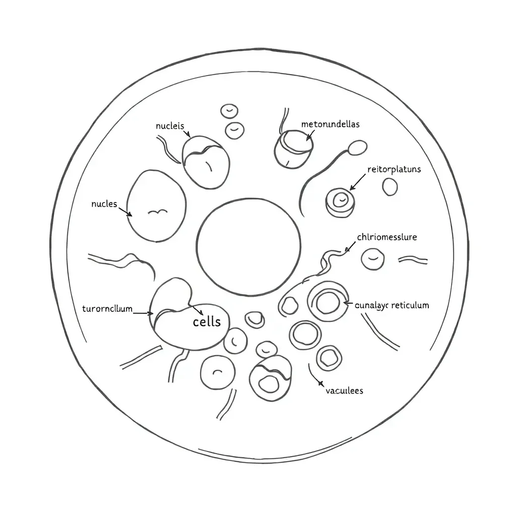 Cell and organelles illustration