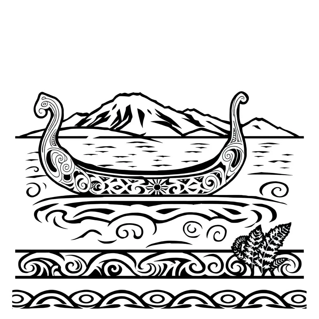 Te Arawa waka sailing on ocean waves