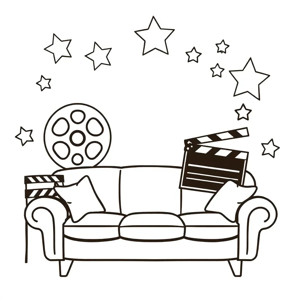 Movie popcorn and film reel illustration