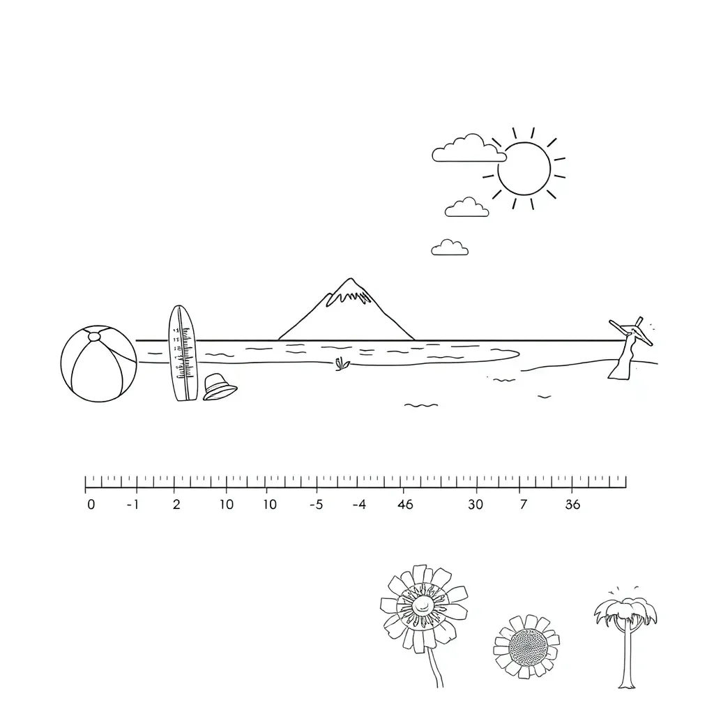 Summer thermometer showing various temperatures