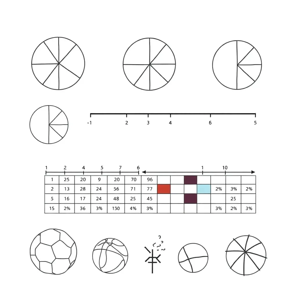 Fractions, decimals and percentages illustration