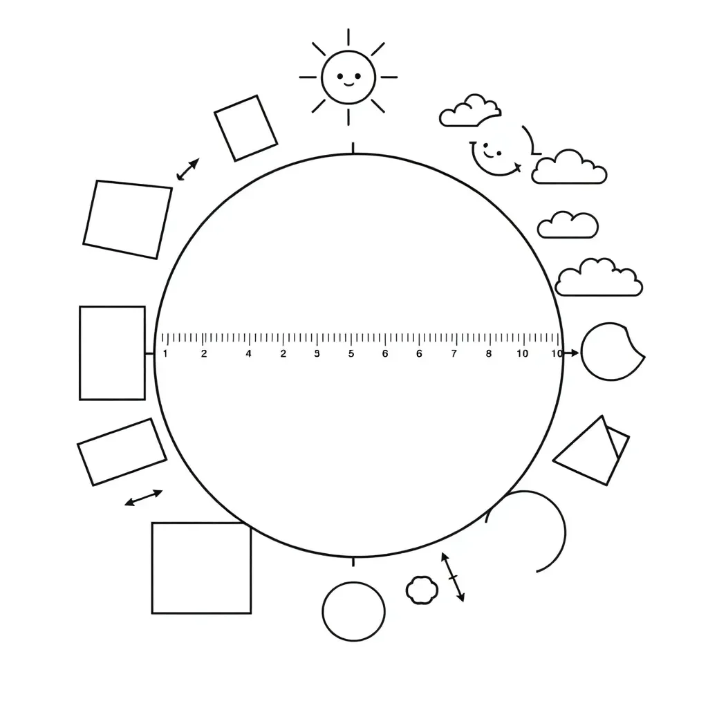 Circle with radius and diameter labeled