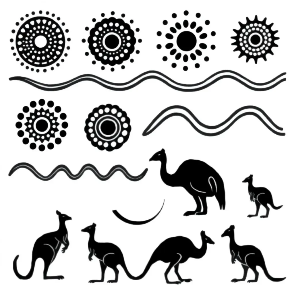 Indigenous art patterns with natural elements