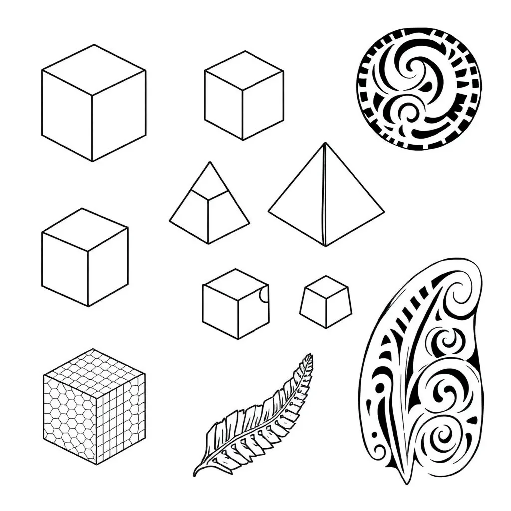 3D shapes and nets illustration