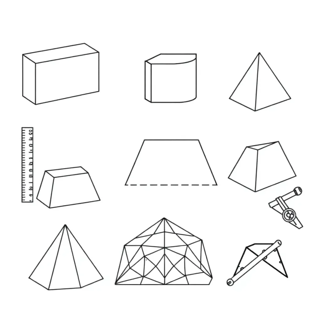 3D shapes and nets illustration