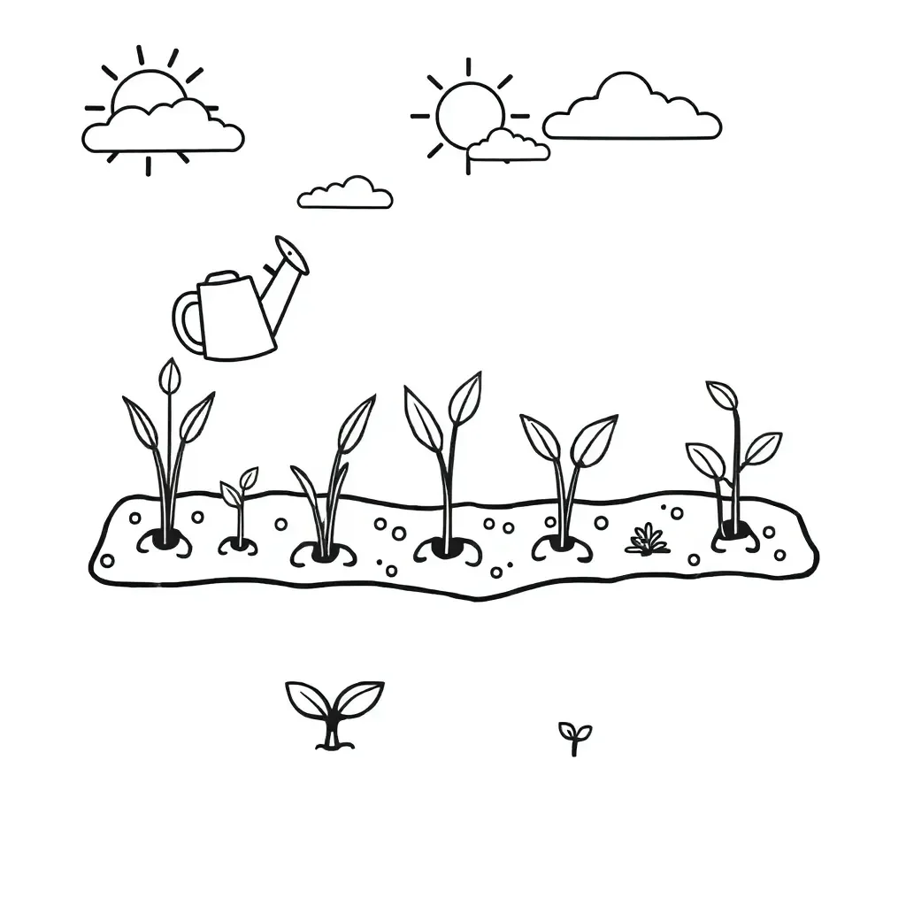 Growing cress seeds illustration
