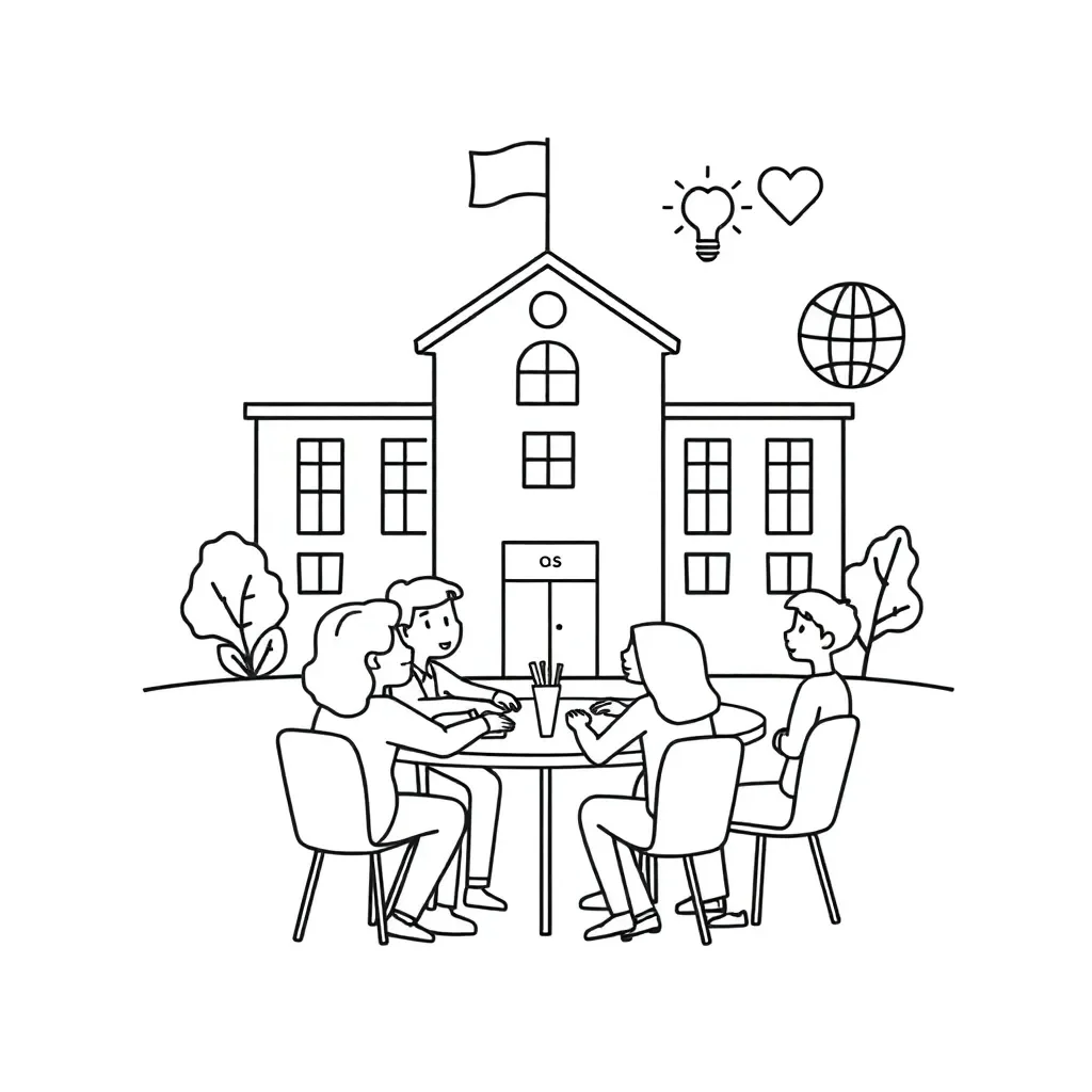 School building with vision and mission concepts