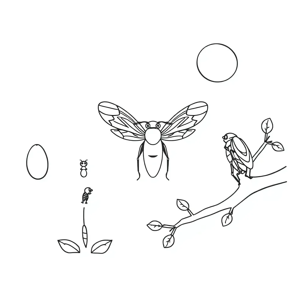 New Zealand cicada illustration