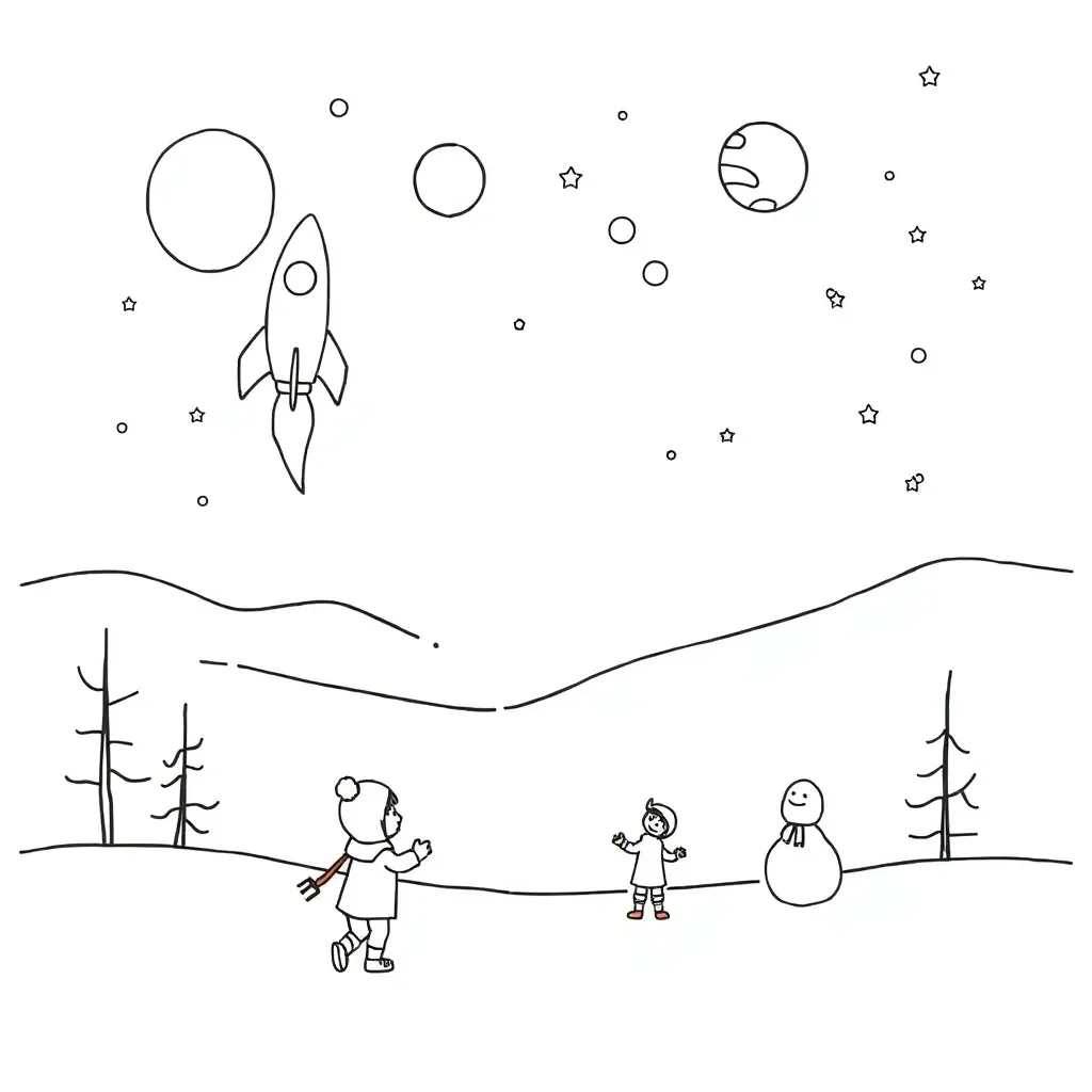 Snow Day in Space illustration