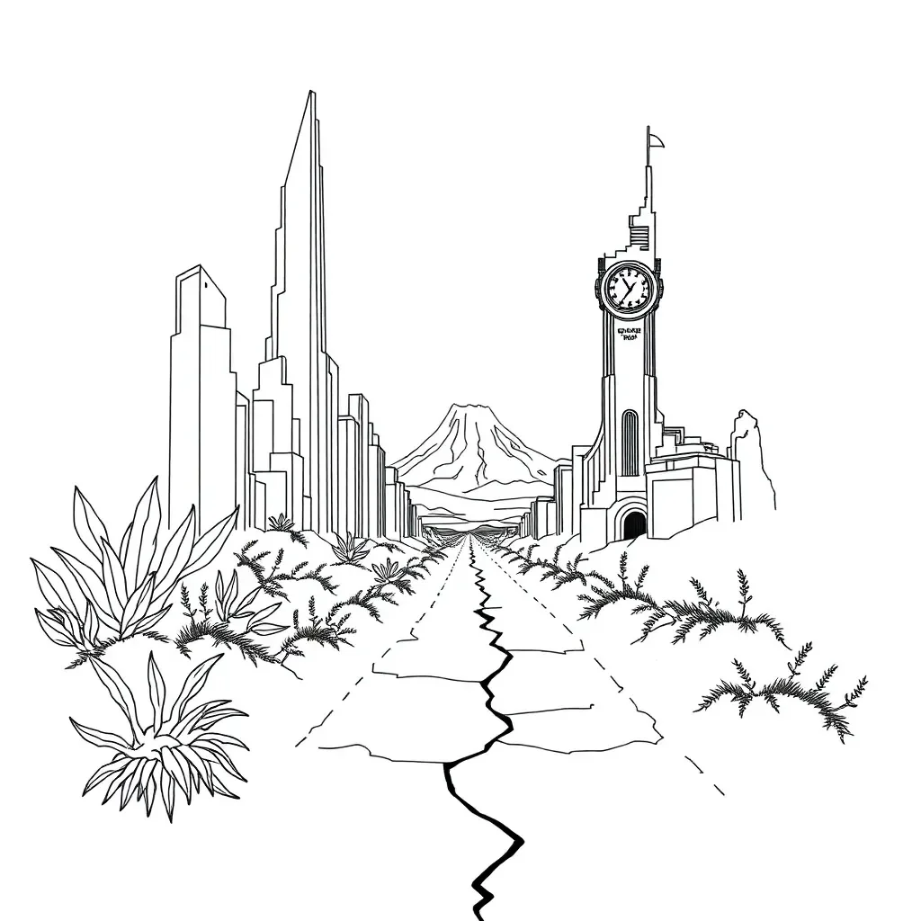 Dystopian cityscape illustration