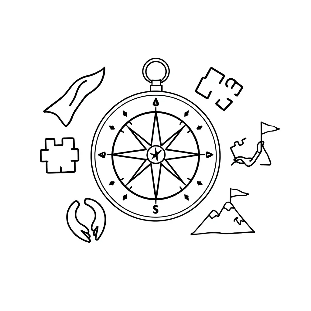 Compass and rescue theme illustration