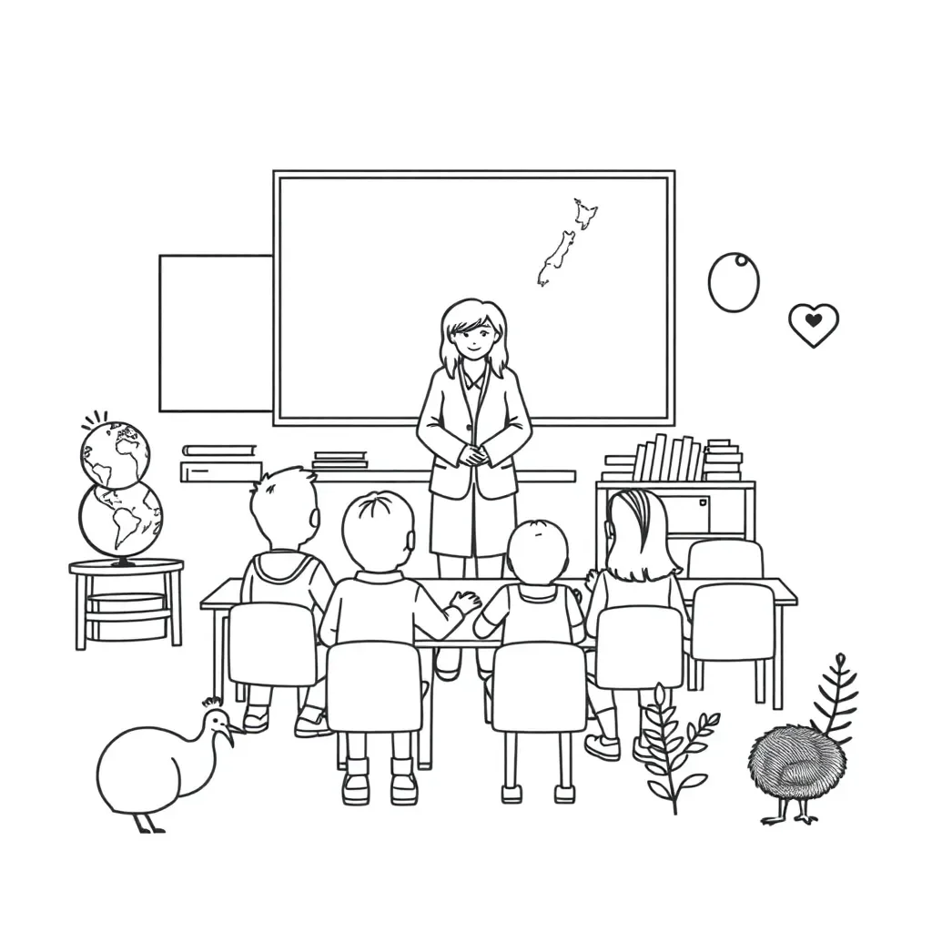 Students and teacher working together