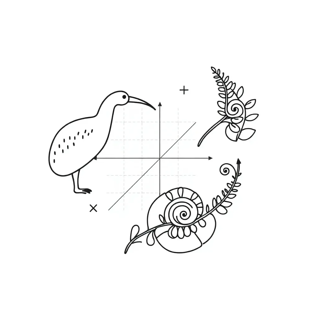 Algebra symbols and graphs illustration