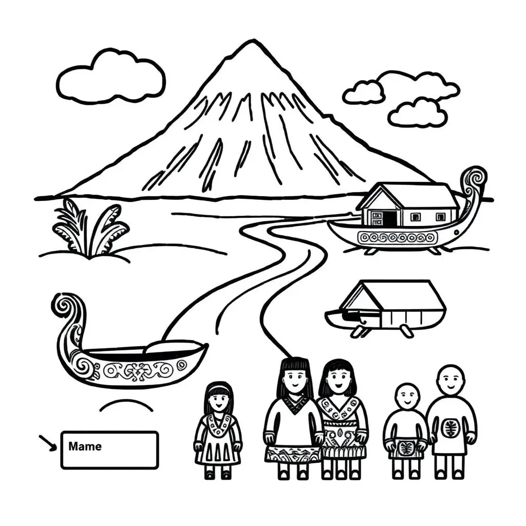 Māori cultural symbols and mountains