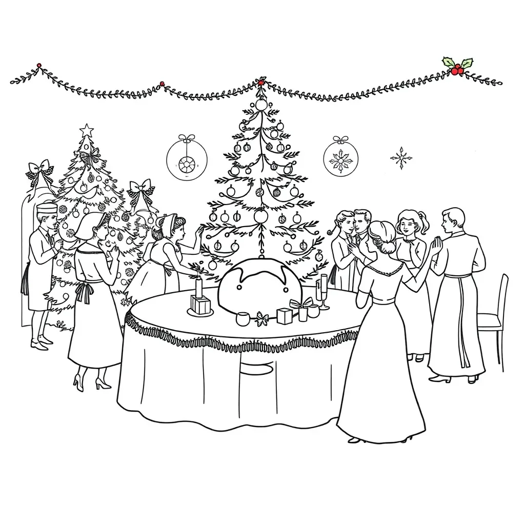 Mr and Mrs Fezziwig at their Christmas party