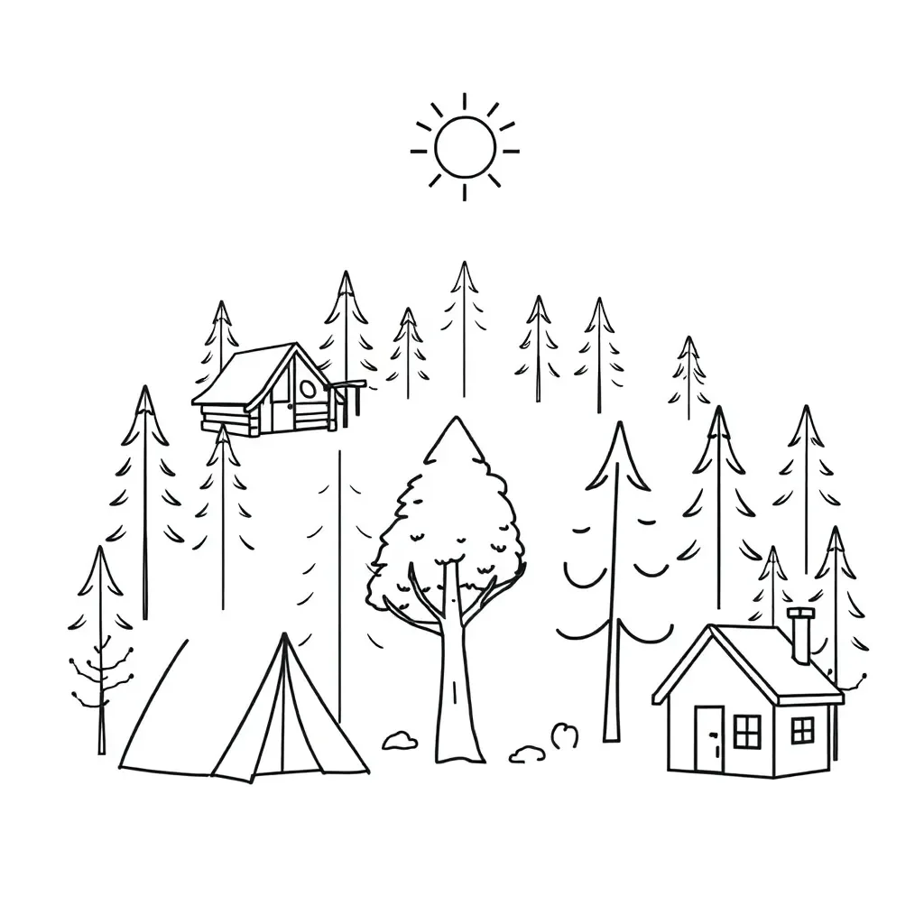 Different types of shelters including houses, apartments, and tents