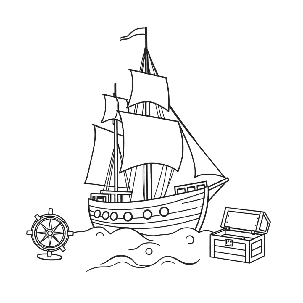 Captain Cook's ship sailing on the ocean