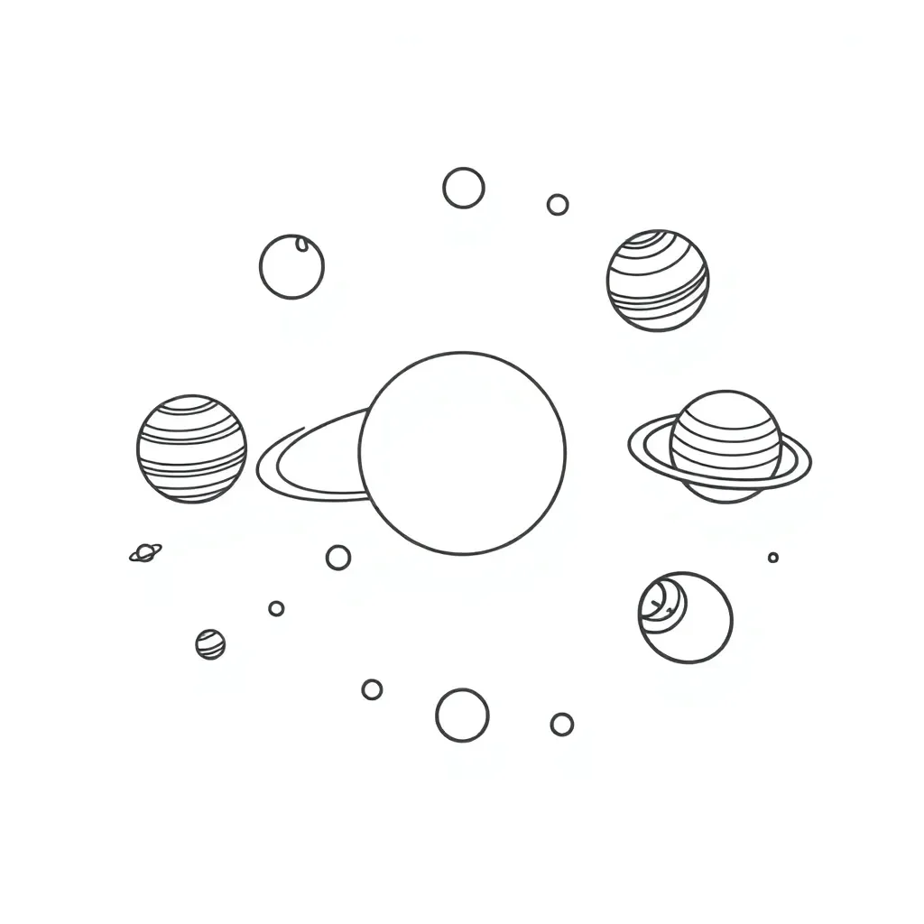 Solar system with planets orbiting the sun