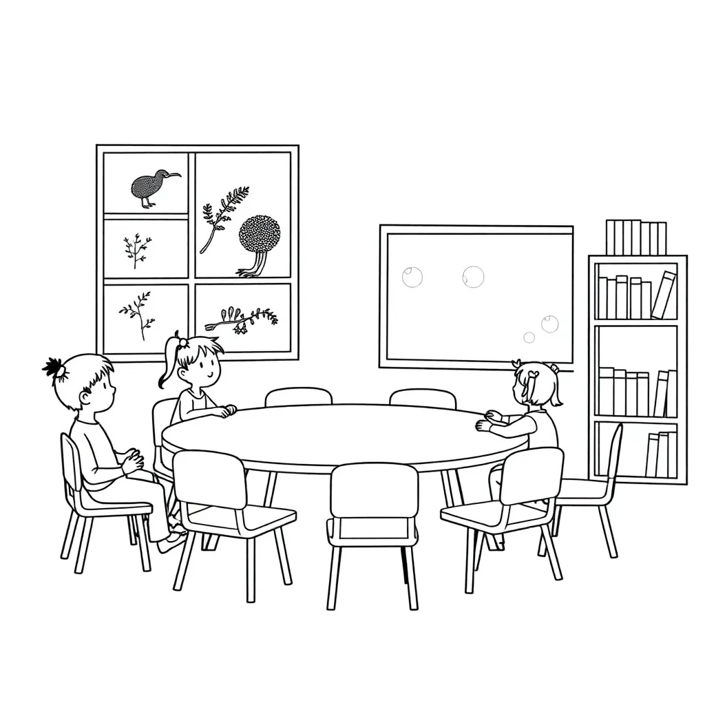 Students in classroom following rules