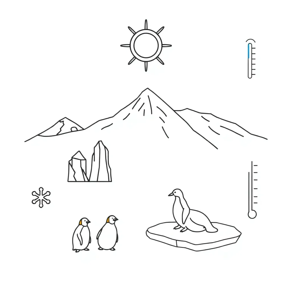 Antarctica penguin and iceberg illustration
