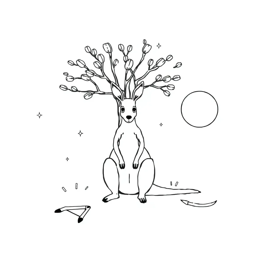 Aboriginal dot painting with animals and symbols