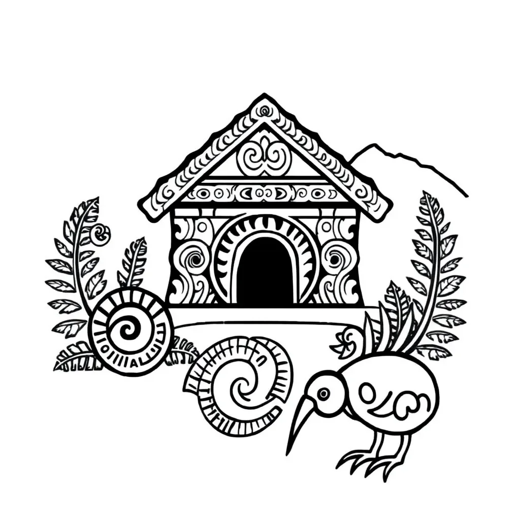 Māori cultural symbols and mountains