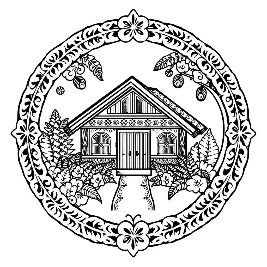 Māori koru design with traditional patterns