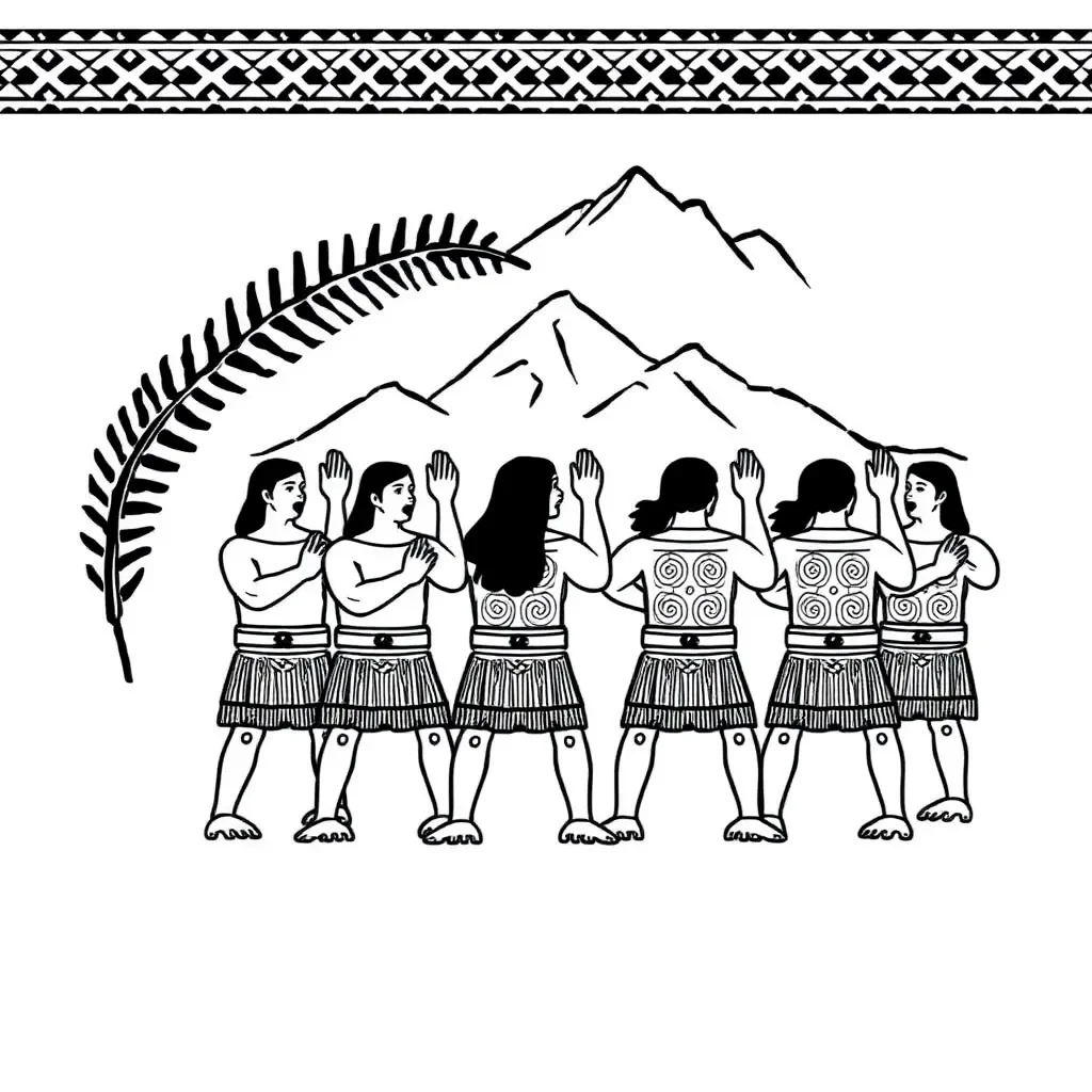 Haka performers illustration