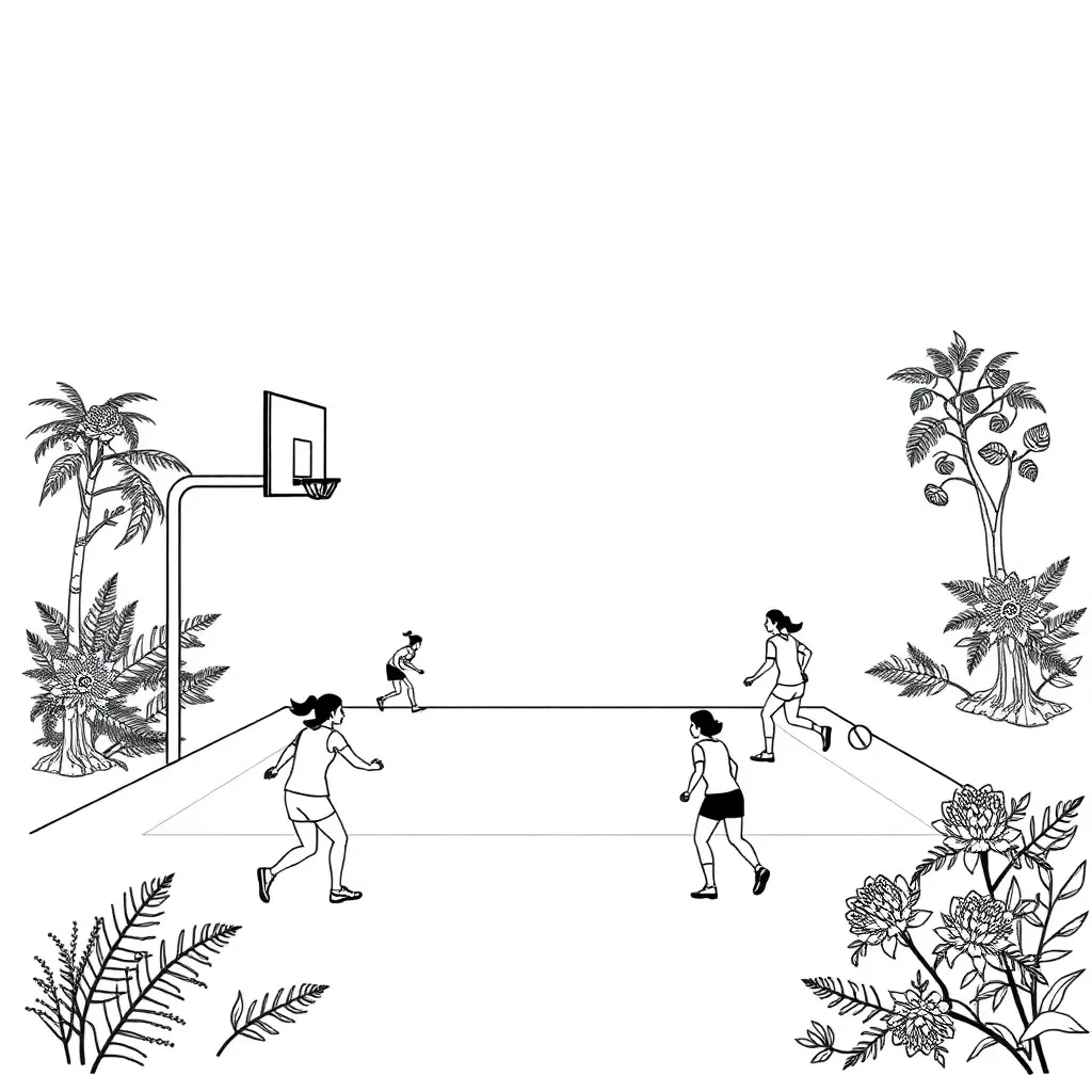 Netball players on court