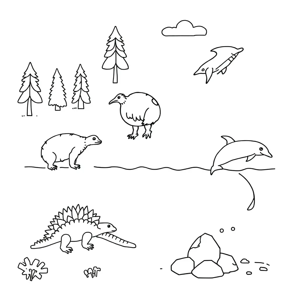 Animals in different habitats illustration