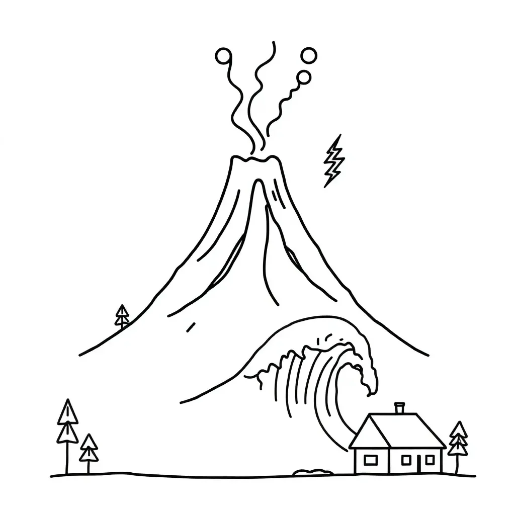 Earthquake and volcano illustration