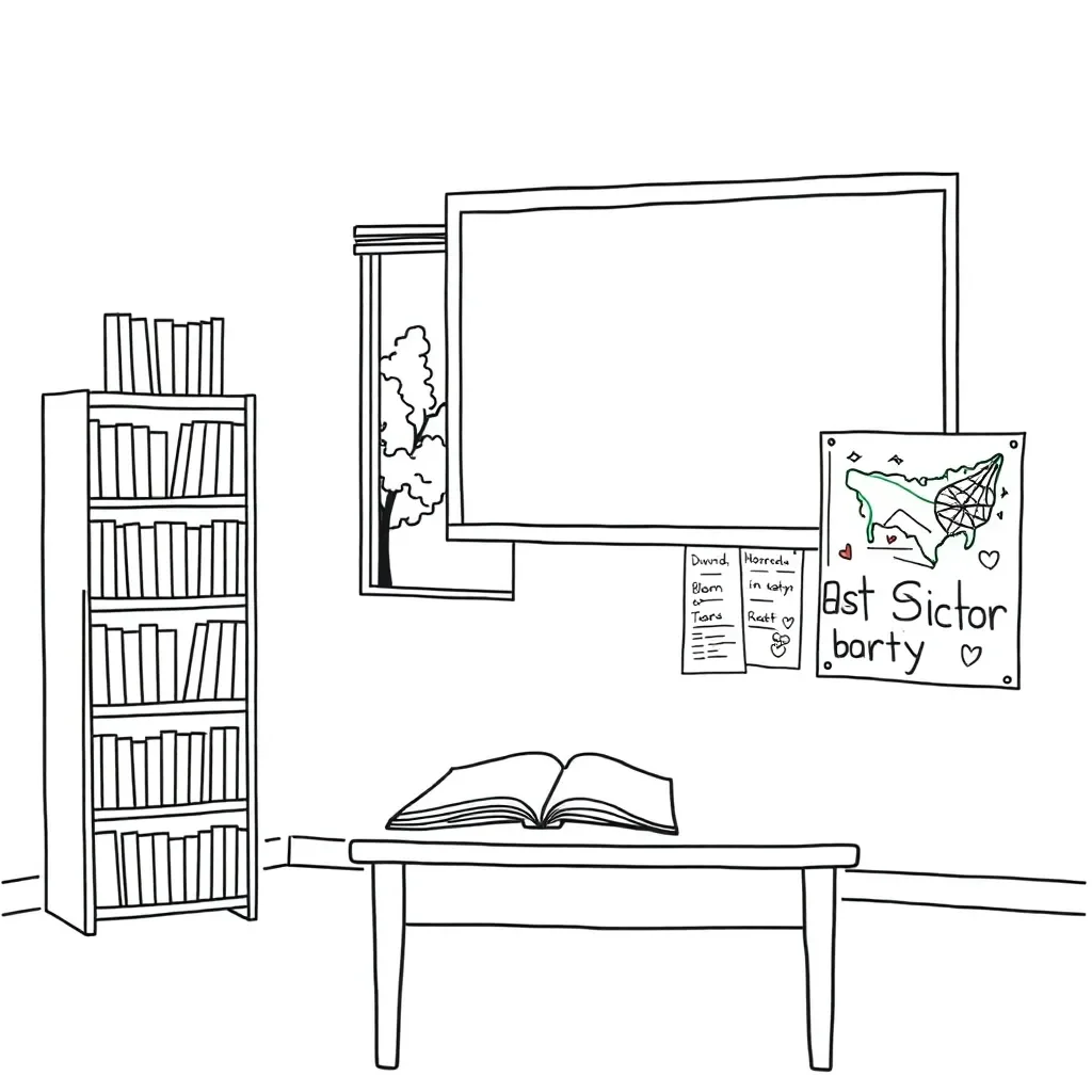 Story elements illustration showing characters, setting, and plot