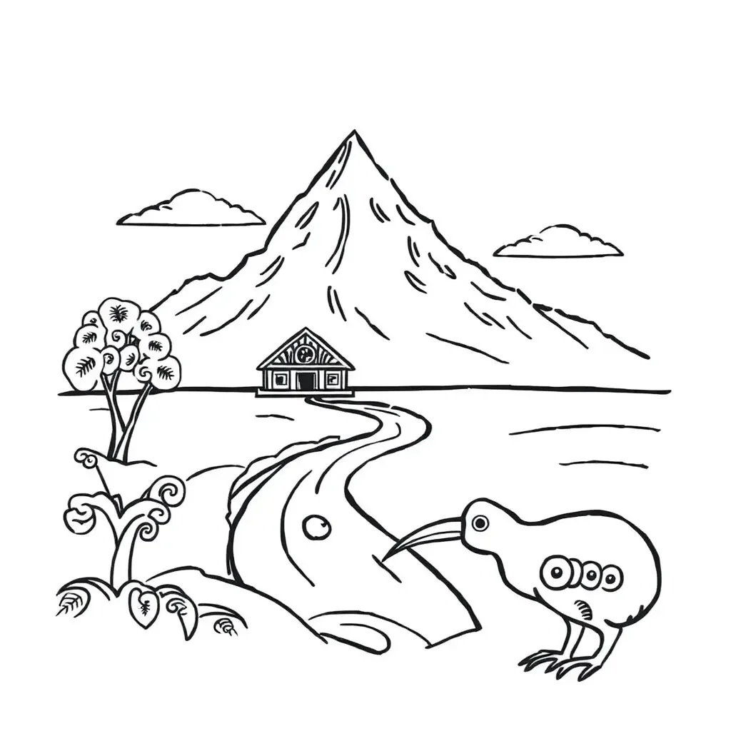 Māori mountain and river landscape